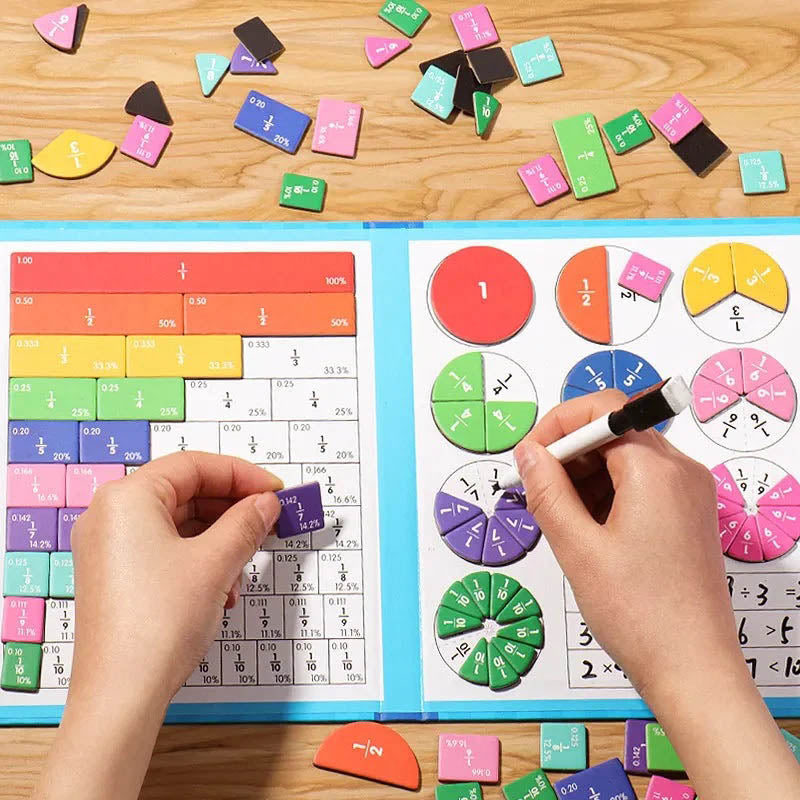 Unique Gift Montessori Magnetic Book Fraction Puzzle For Children