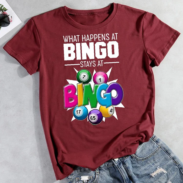 What Happens At Bingo Stays At Bingo Round Neck T-shirt