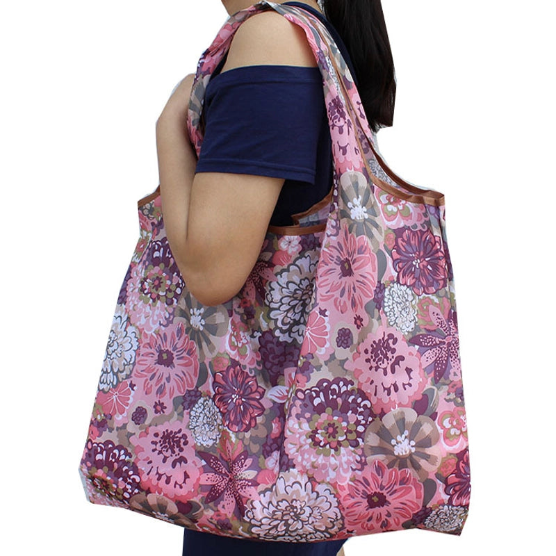 Spot Japanese Printed Environmental Bag Large 210T Supermarket Folding Shopping Bag Thickened Tote Bag Shopping Bag