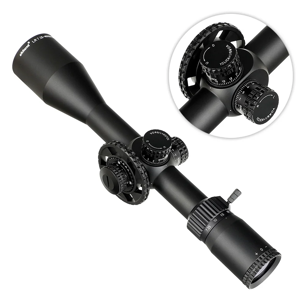 ohhunt&reg; LR 7.25-40X50 SFIR Scope,Side Parallax,Glass Etched Reticle,Red Illumination,Turrets Lock Reset,Sunshade