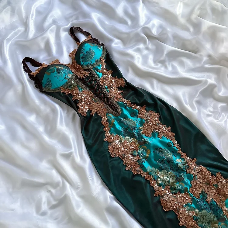 & Other Stories Women's Blue and Gold Dress