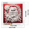 Kit de peinture en perles en forme sp&eacute;ciale pour chat blanc DIY avec un cadre 25x25cm