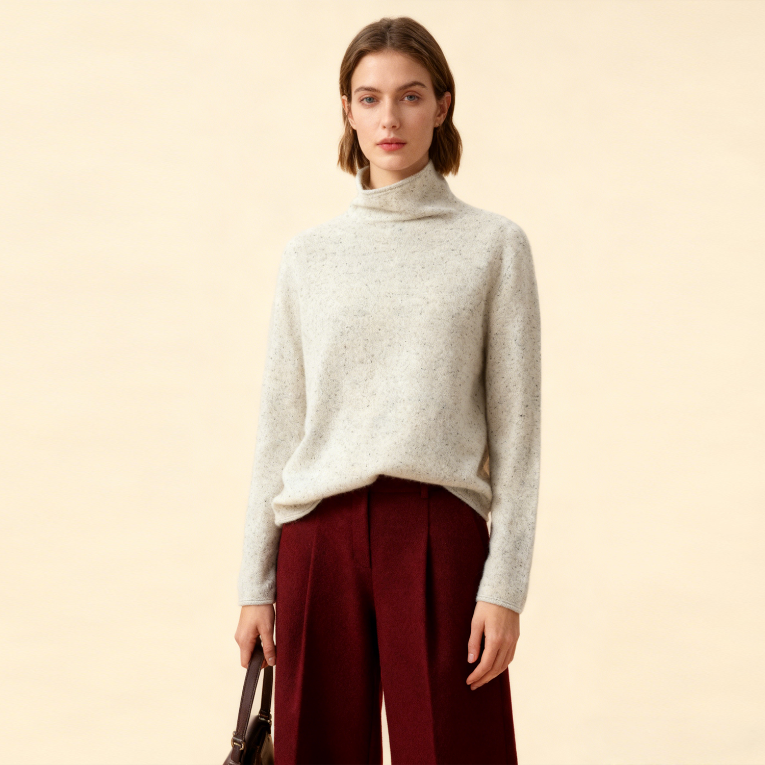 Cashmere Pullover Women's Yarn Color Point Loose REAL SILK LIFE