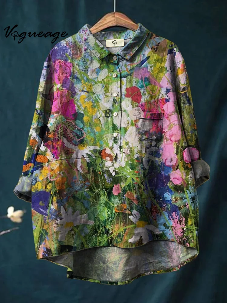 Women's Colorful Small Flower Print Shirt