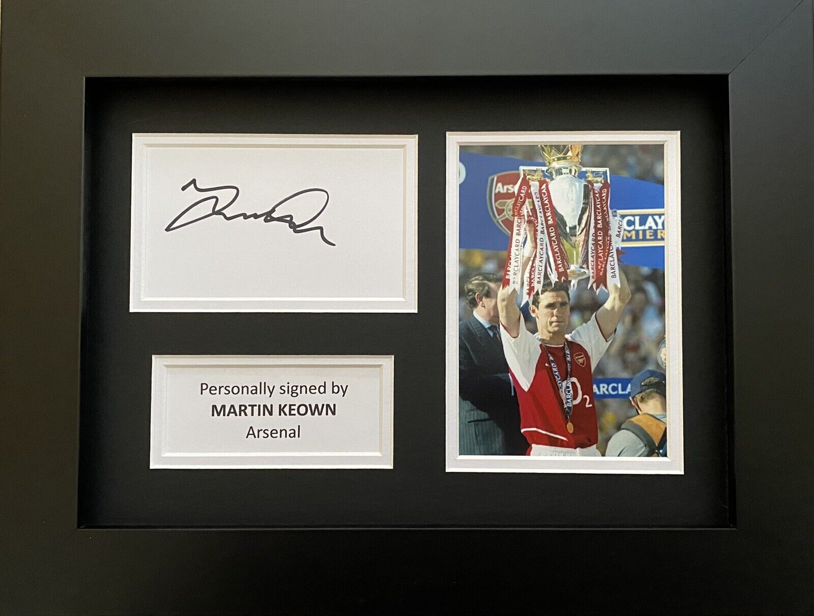 Martin Keown Hand Signed White Card In A4 Arsenal Frame Display