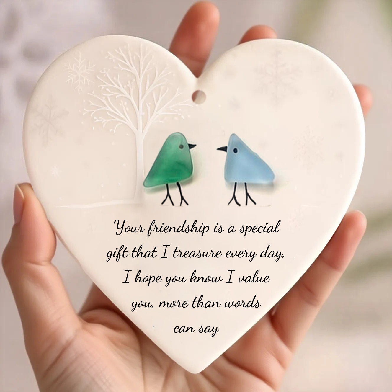 Friendship Heart Sea Glass Keepsake - tree - Codlins