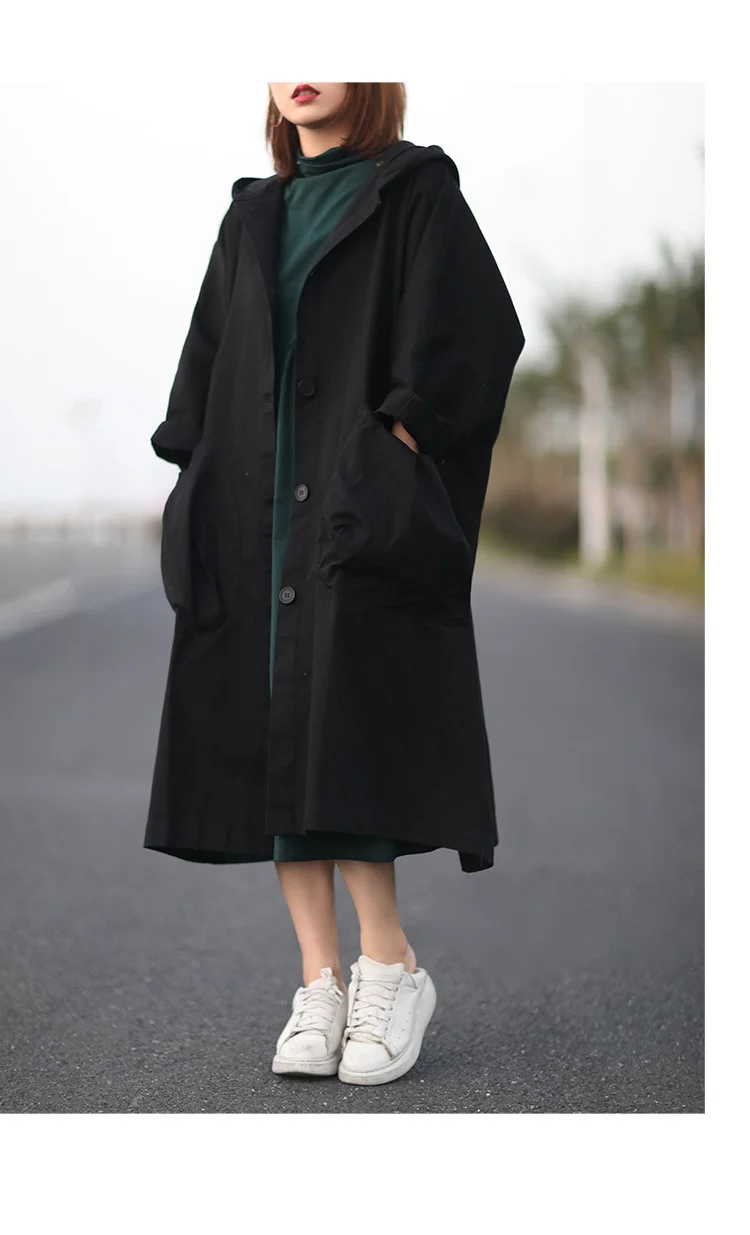 Classic Hooded Long Sleeve Windbreaker Coat