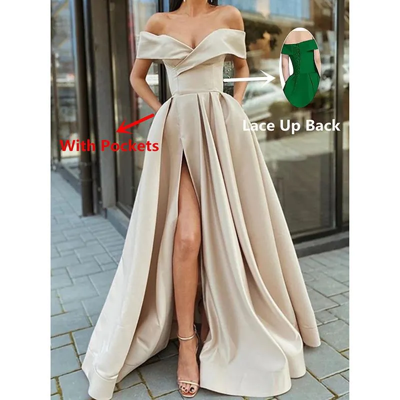 Brownm Brownm 2025 New Party Evening Dress Word Shoulder-Singing Noodles Long Overseas Warehouse Dress