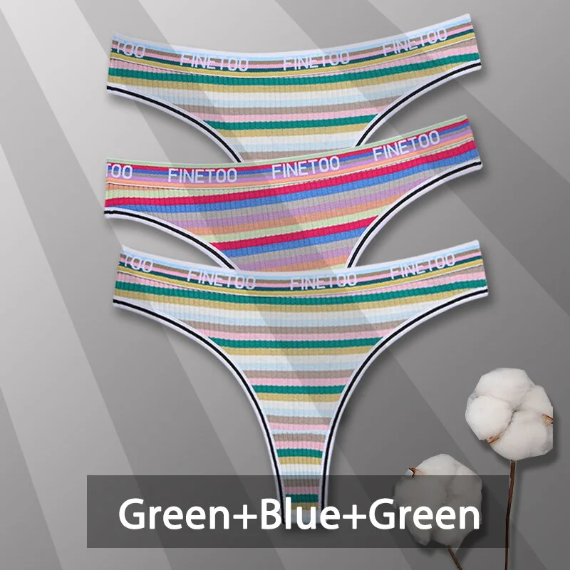 Billionm Colorful Cotton Panties for Women Sexy Striped Underwear G-string Thong Panty Female Breathable Soft Intimate Lingerie