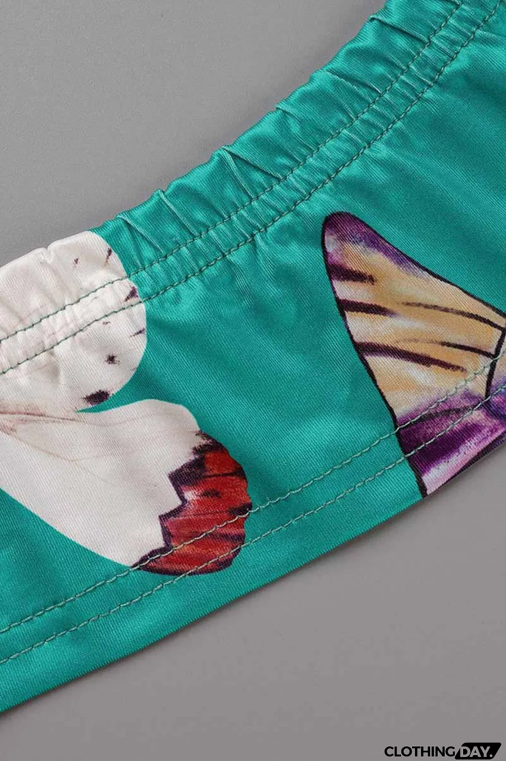 Green Fashion Street Print Patchwork Halter Sleeveless Two Pieces