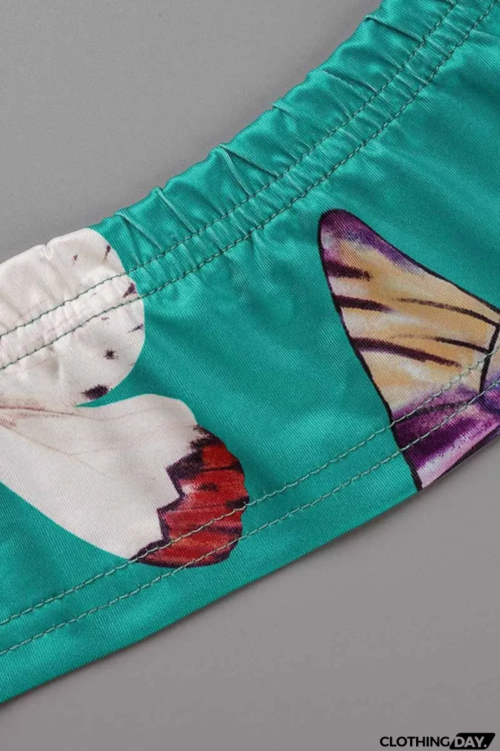 Green Fashion Street Print Patchwork Halter Sleeveless Two Pieces