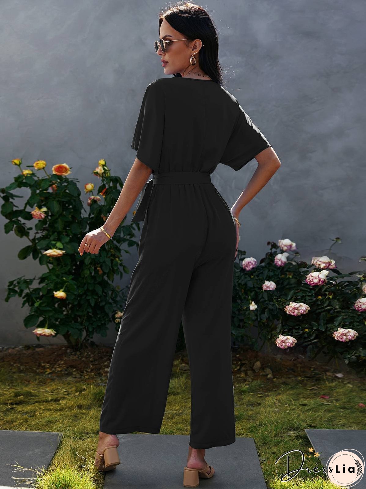 Tie Waist Solid Jumpsuit