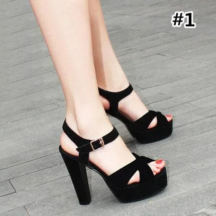 Black/Green/White Elegant Ankle Strap High Heel Sandals SP1710057