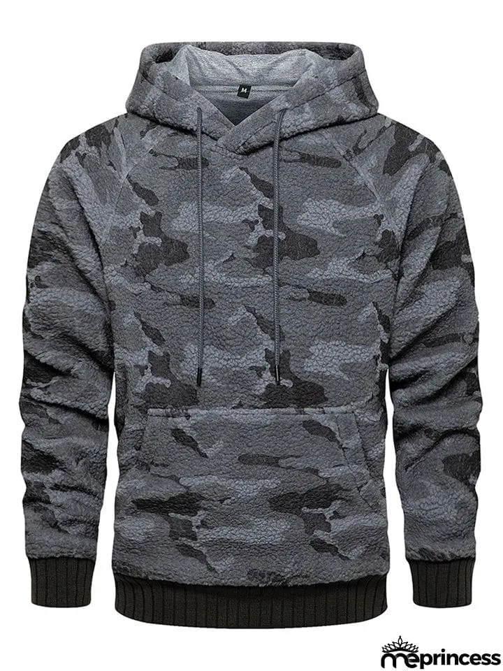 Men's Casual Hooded Camouflage Print Loose Winter Sweatshirt