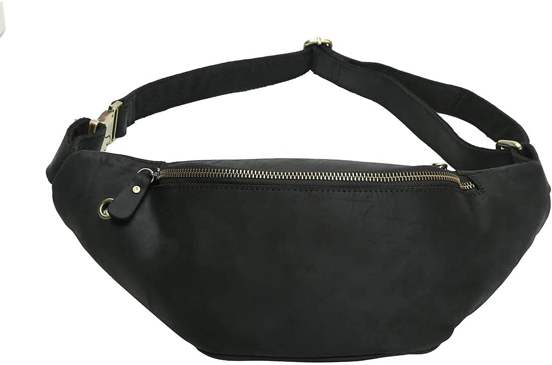 Genuine Leather Waist Bag For Men Fanny Pack Bum Bag Fashion Leather Strap Shoulder Bag Satchel Crossbody Bag Sling Bag For Men