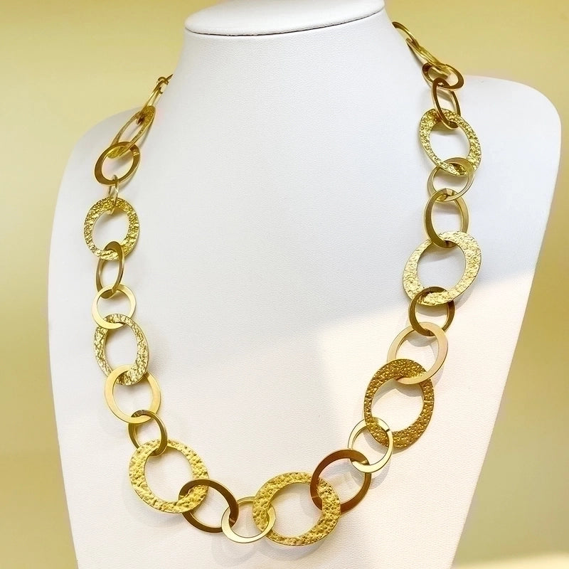 304 Stainless Steel 14K Gold Plated Roman Style Streetwear Patchwork Plating Oval Heart Shape Necklace