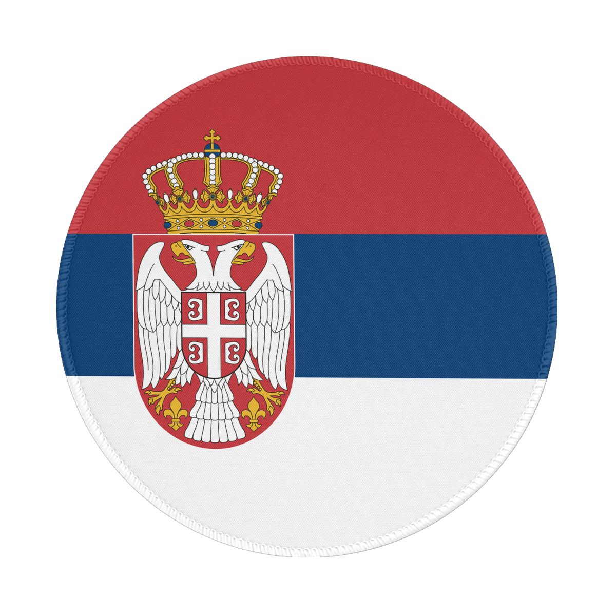 Serbia Flag Non-Slip Rubber Round Mouse Pad