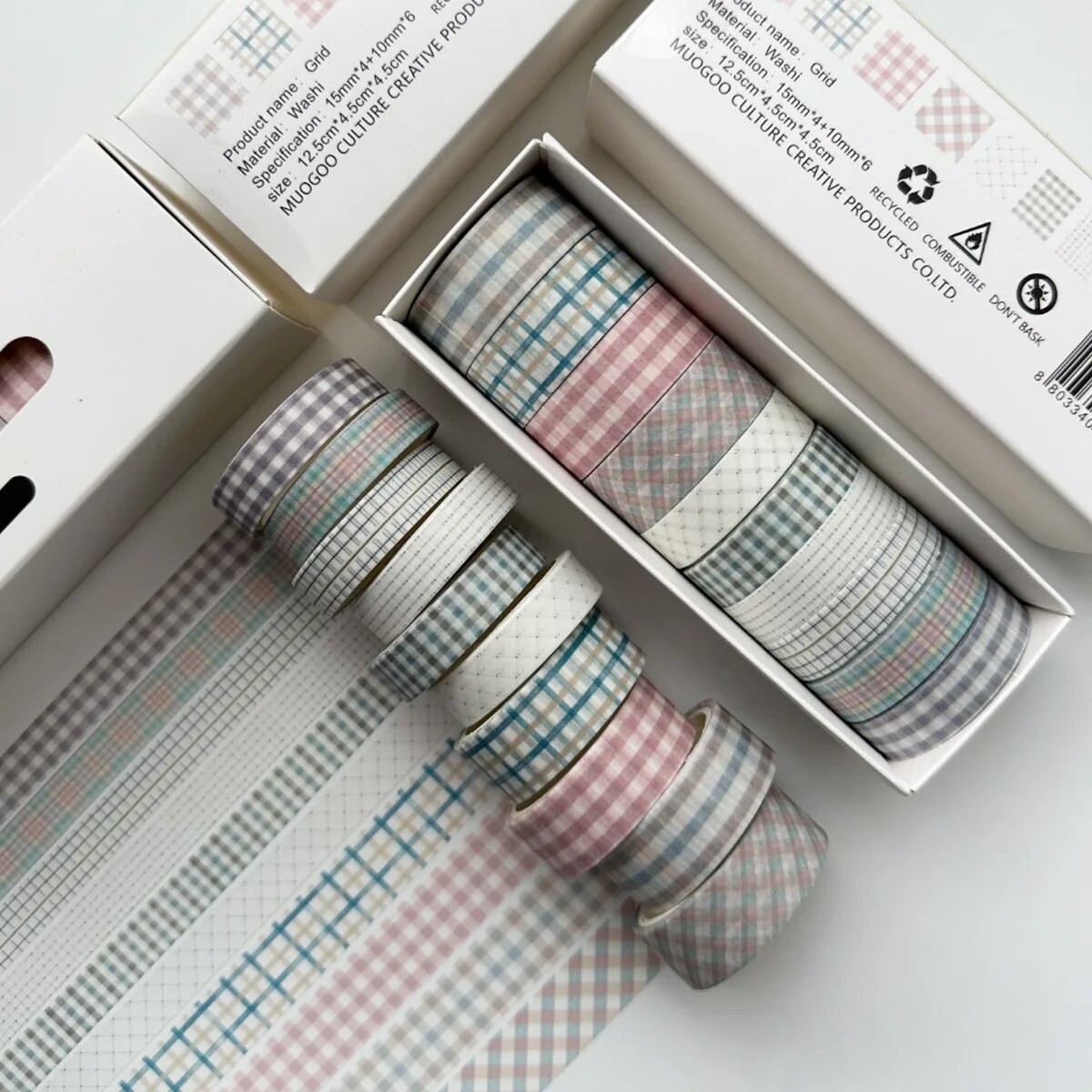 Journalsay 10 Rolls/set Vintage Grid Landscaping Washi Tape Set