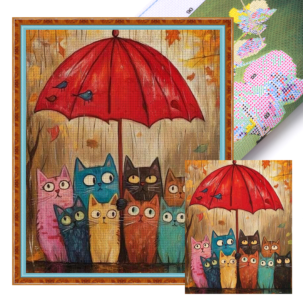 Cat Full 11CT Pre-stamped Canvas(40*50cm) Cross Stitch