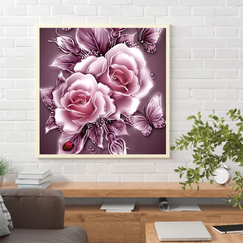 Diamond Painting - Full Round Drill - Pink Rose(30*30cm)