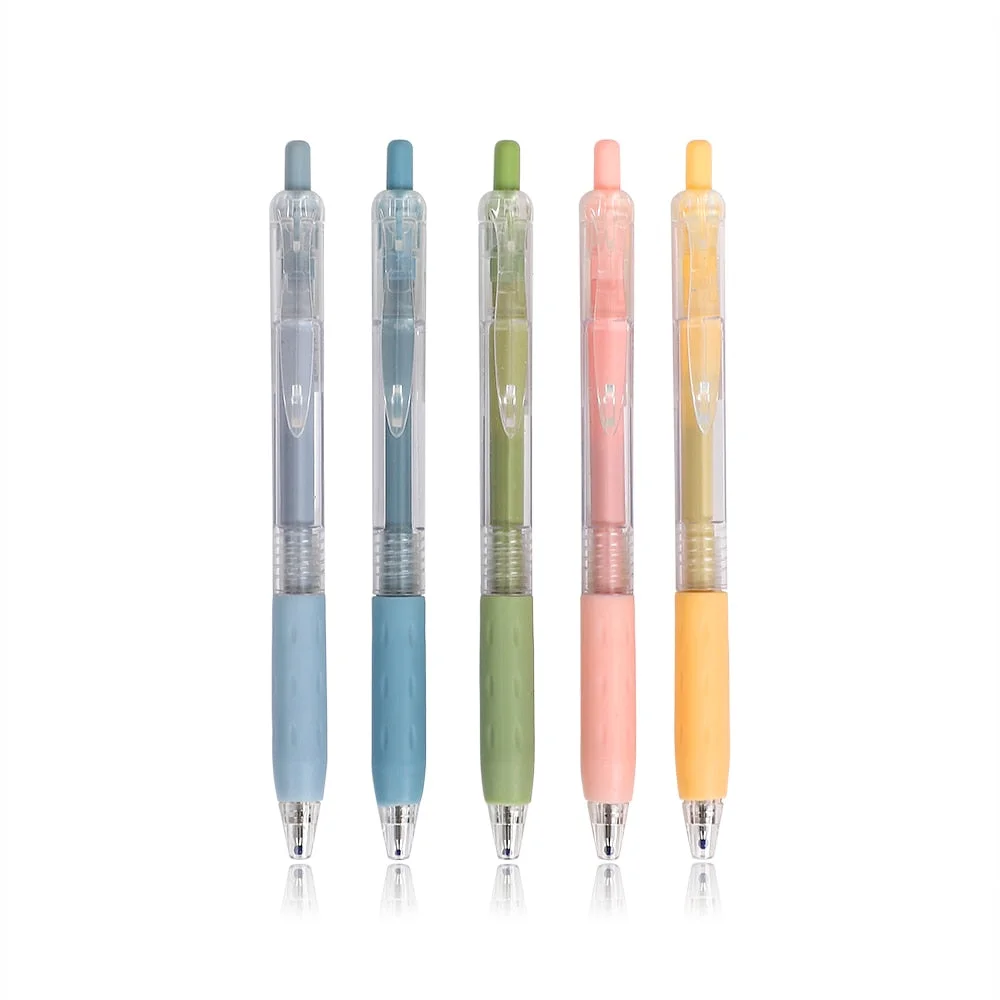 JIANWU 5pcs/set 0.5mm Colorful Quick Drying Press Gel Pen Student Writing Creative Neuter Pen Business School Office Supplies