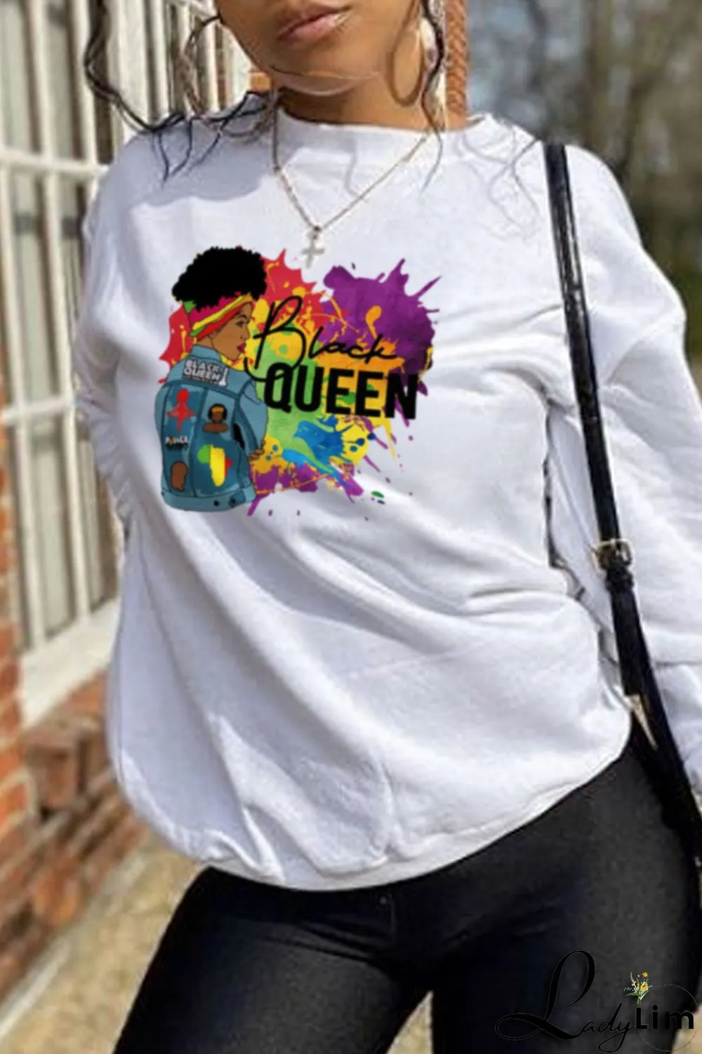 Yellow Fashion Street Character Split Joint Letter O Neck Tops