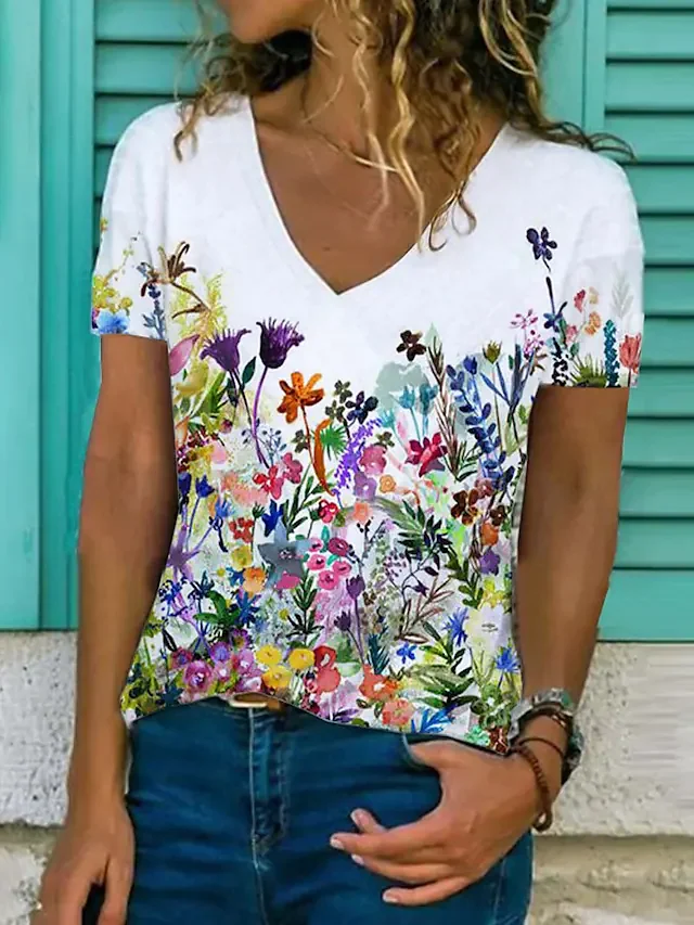 Women's T shirt Tee Floral Graphic