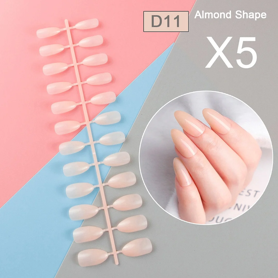 5 Sets/Pack In The Same Color Press On Color False Nail Tips Almond Fake Nail Tips Short Nail Tip Full Cover Nail DIY-Nail Inspo
