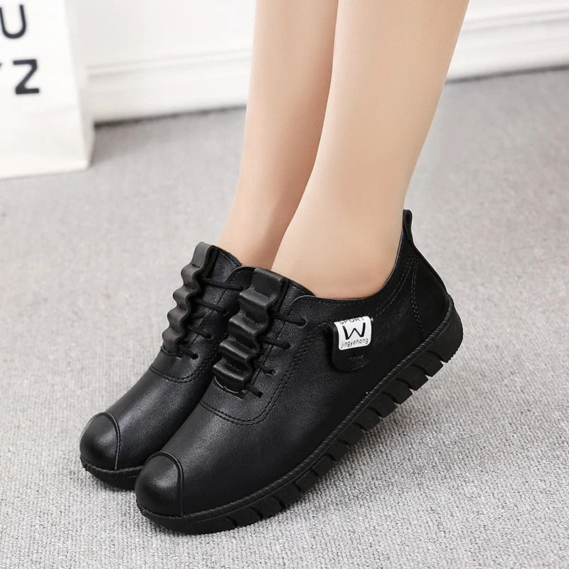 2020 Women shoes new arrival spring lace-up pleated genuine leather flats shoes rubber Lace-up female shoes feminino hjm8