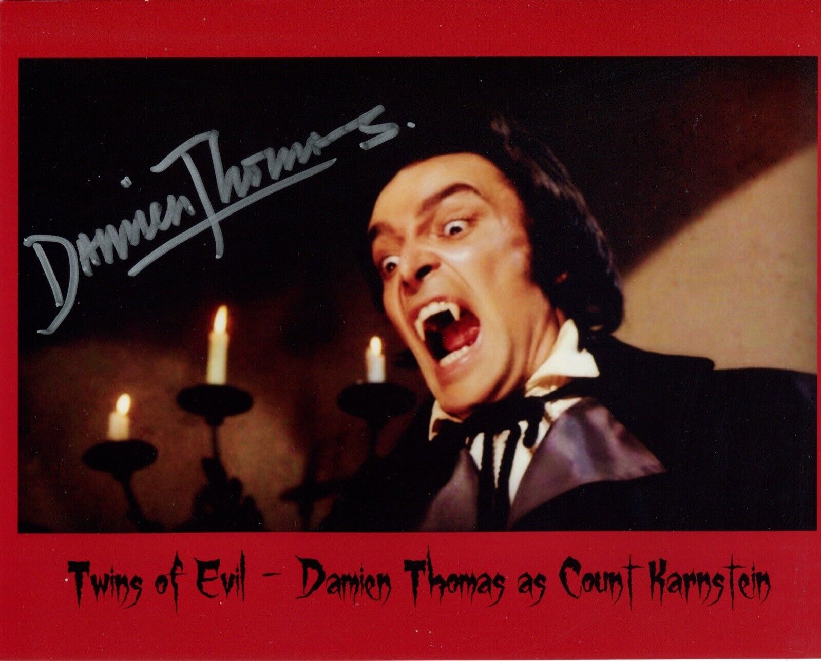 Actor Damien Thomas signed TWINS OF EVIL horror movie 8x10 Photo Poster painting IMAGE No3