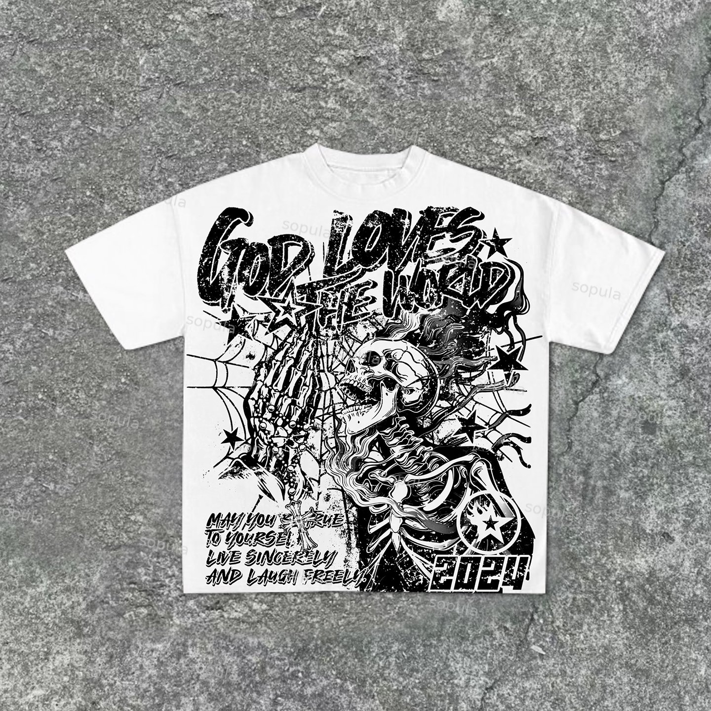 God Loves The World Vintage Graphic Cotton T-Shirt - Sopula｜Premium Graphic Tees & Graphic Clothing
