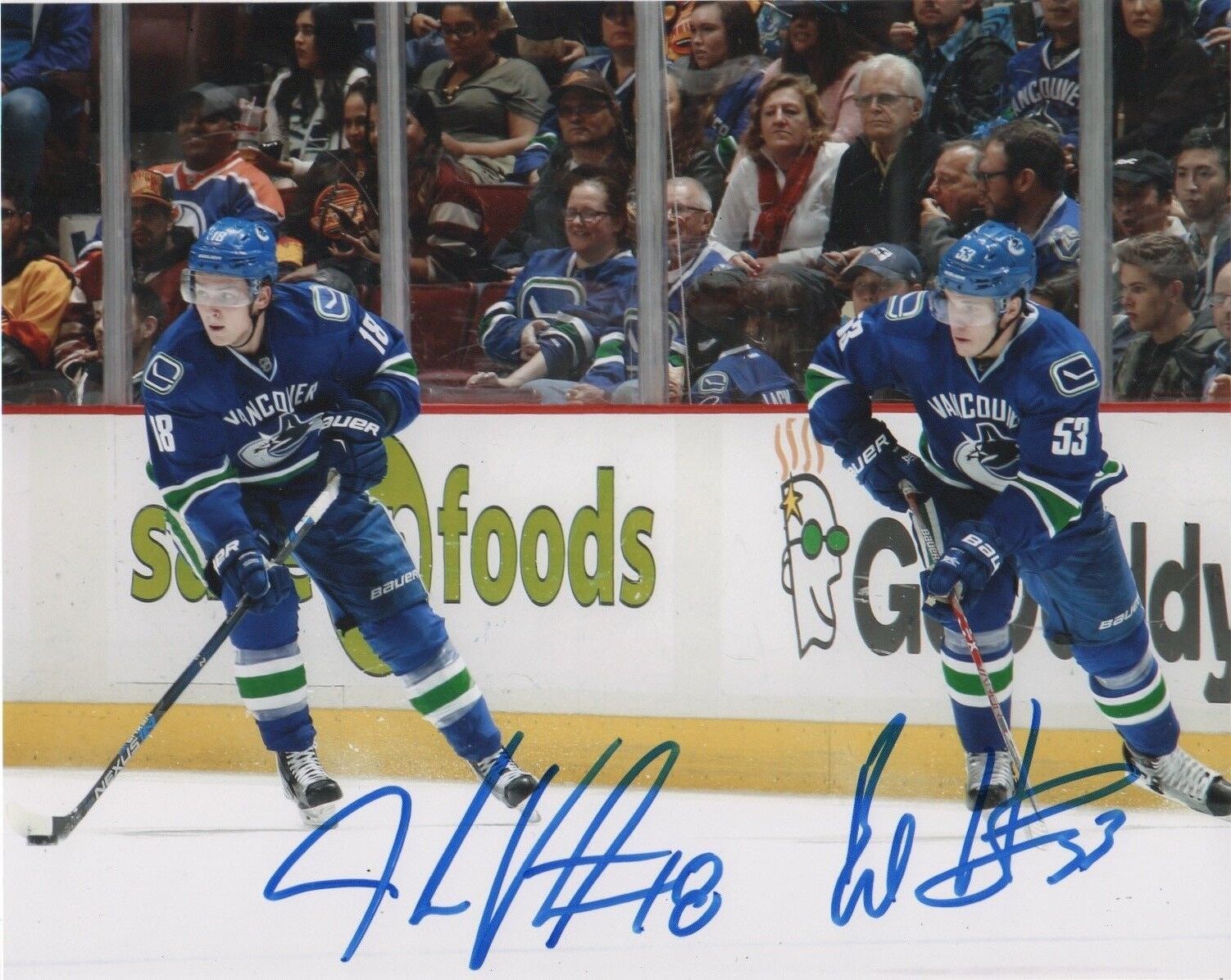 Vancouver Canucks Jake Virtanen Bo Horvat Autographed Signed 8x10 NHL Photo Poster painting COA