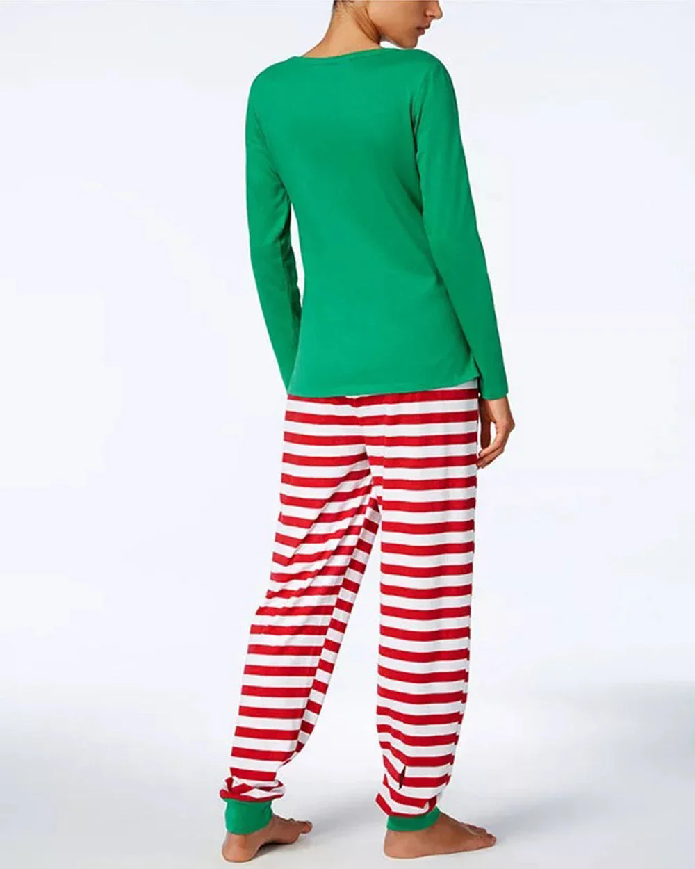 Green Santa Red Striped Christmas Pajamas