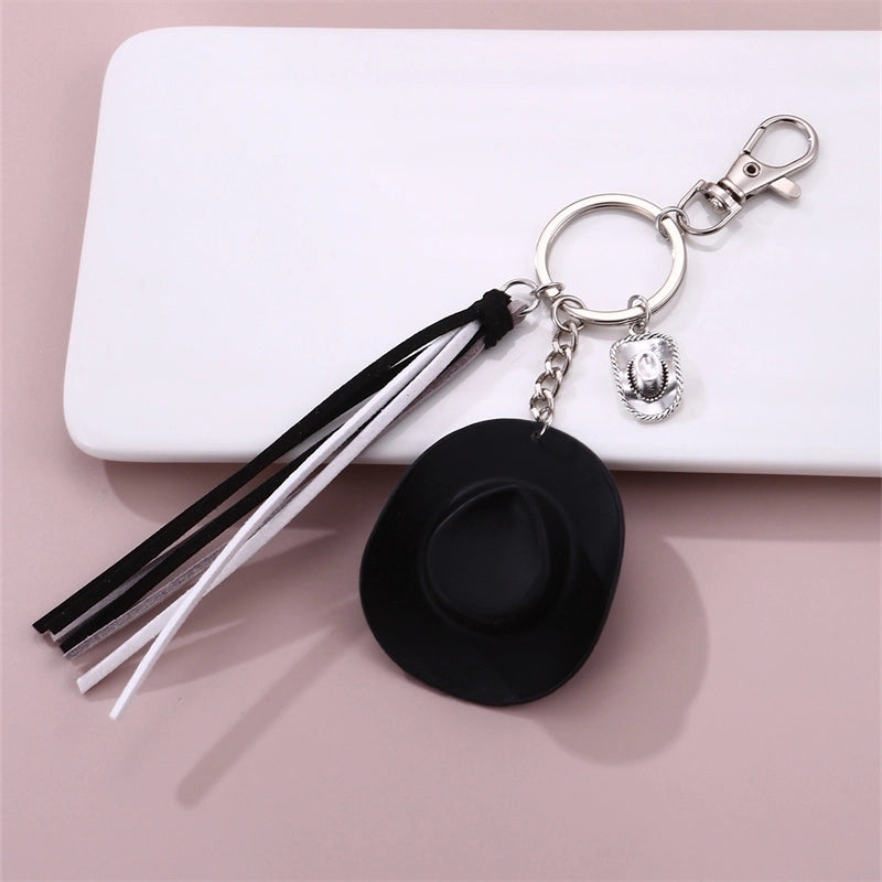Casual Preppy Style Minimalist Hat Alloy Plastic Tassel Bag Pendant Keychain