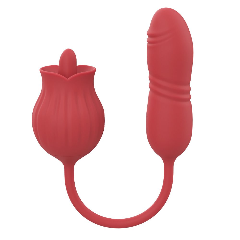 Tongue-licking Rose Toy With Thrusting Dildo  