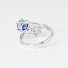 14K White Gold Old European Cut Lab Diamond & Lab Sapphire Toi et Moi Ring