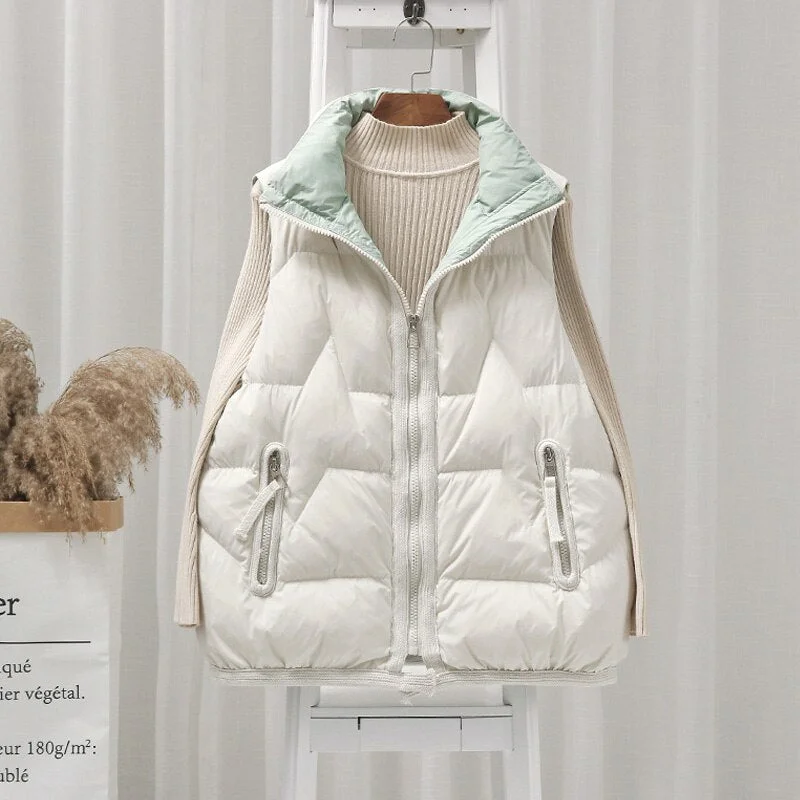 Nncharge New Winter Women Casual Puffer Waistcoat Ultra Light Winderproof Outwear Sleeveless Jacket Down Vest Duck Down