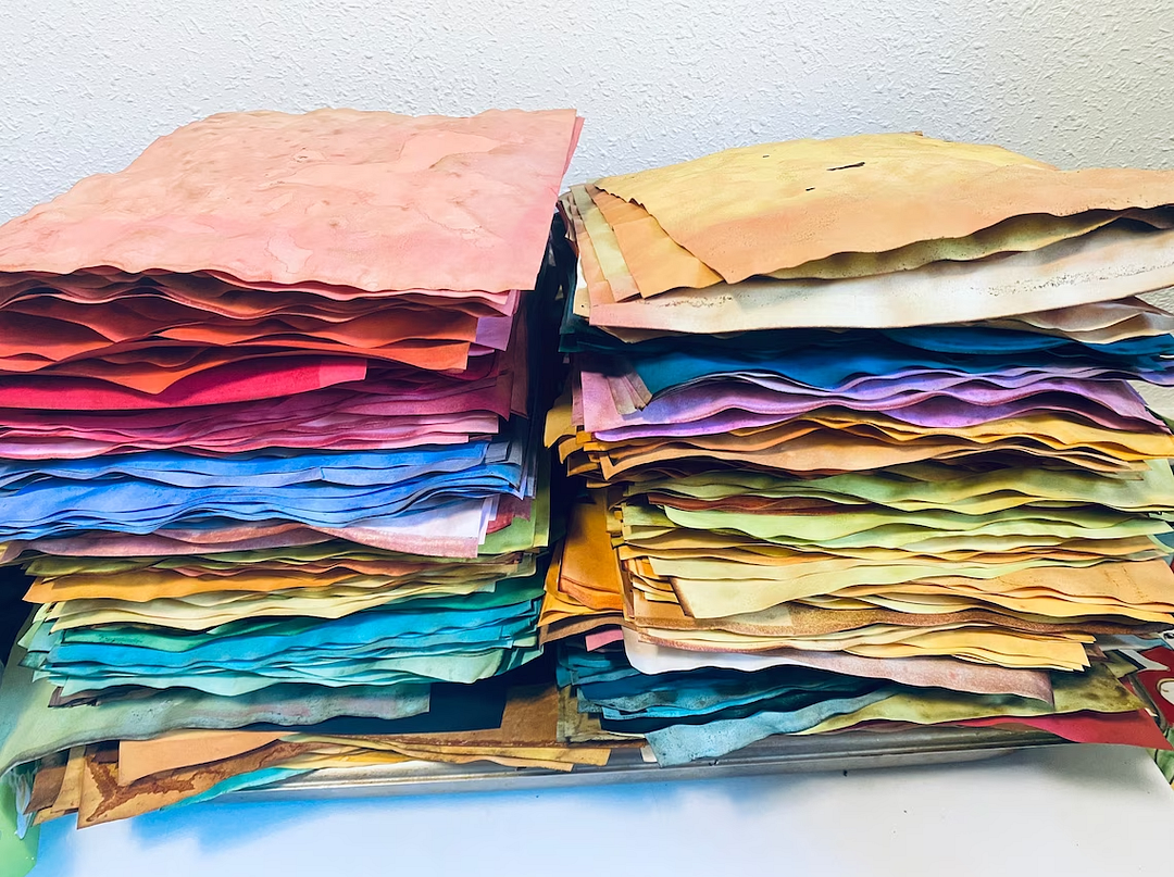 Multicolored Tea Dyed Paper for junk journaling-Himinee.com