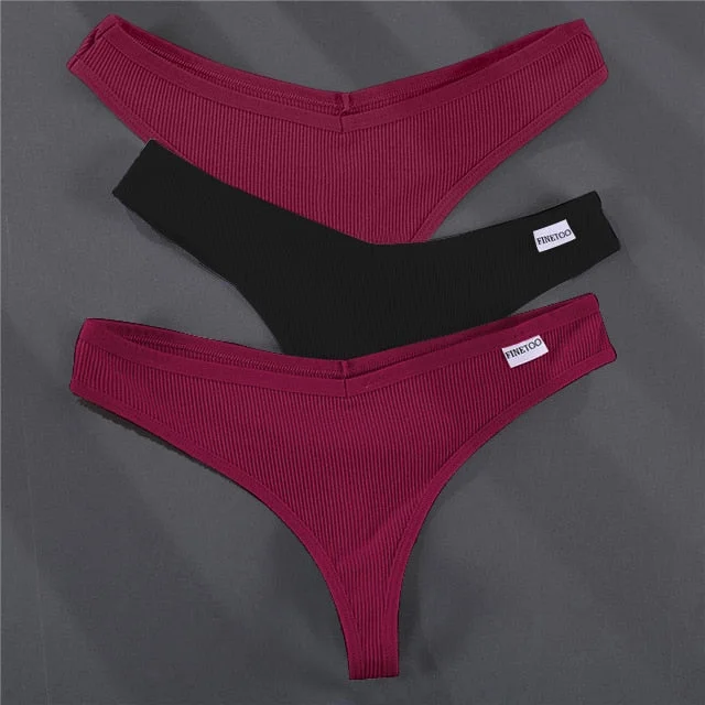 3PCS/Set G-string Panties Cotton Women's Underwear Sexy Panties Female Underpants Thong Solid Color Pantys Lingerie M-XL Design