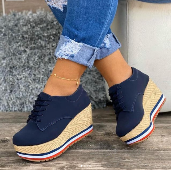 Women‘s Fashionable Wedge Woven Sole Comfortable Casual Shoes