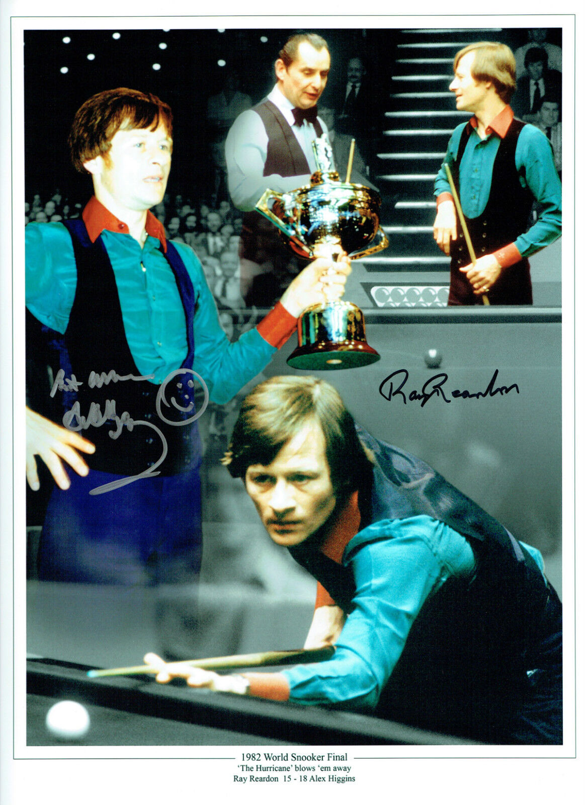 Alex HIGGINS Ray REARDON Signed Autograph 16x12 MONTAGE Snooker Photo Poster painting AFTAL COA