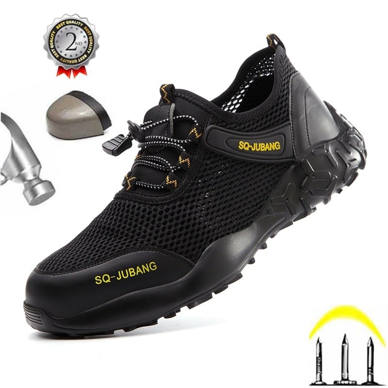 Breathable Summer Men Working Safety Shoes Steel Toecap Outdoor Fashion Work Boot Puncture-Proof Non Slip Sneakers Free Shipping