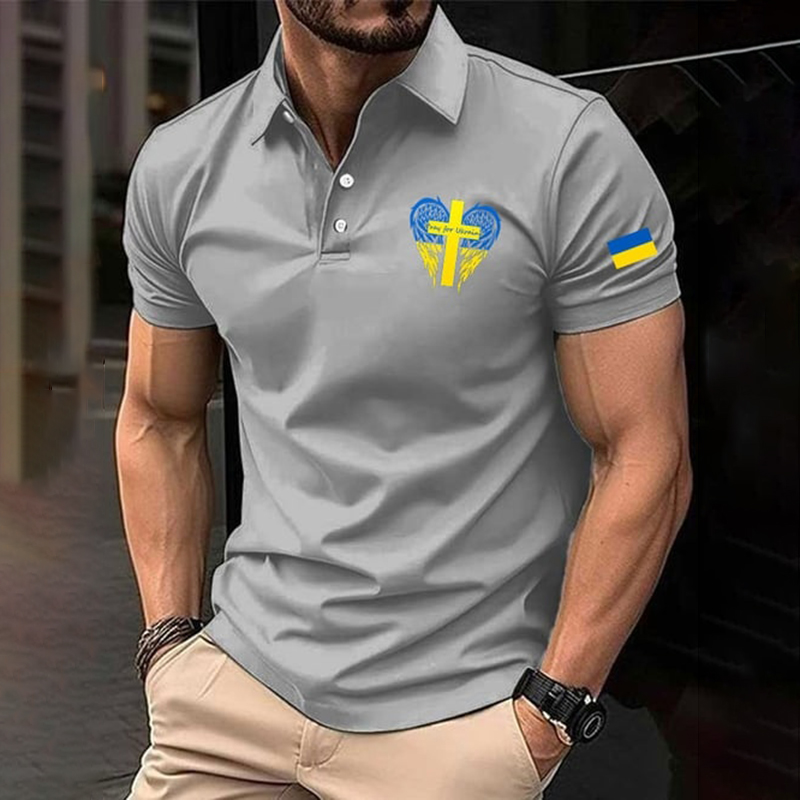 Comstylish Men's Ukraine Print Polo Shirt