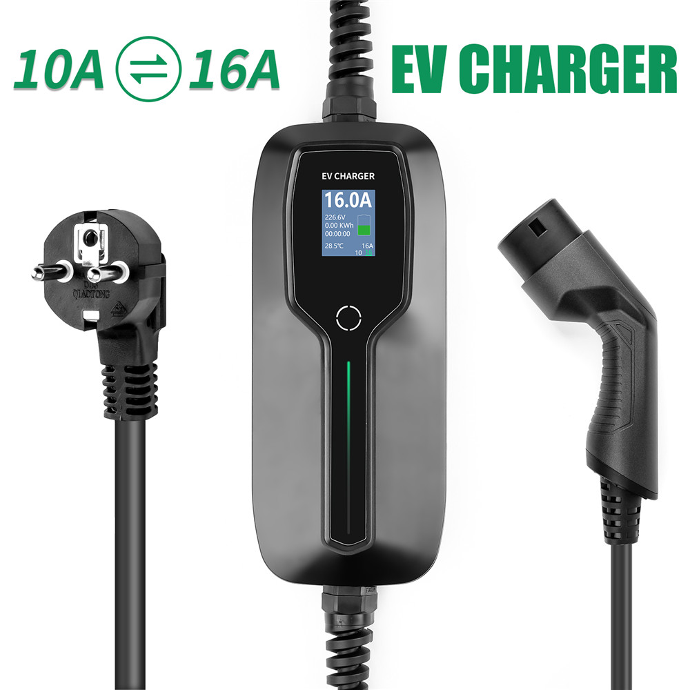 10Meter Cable Type 2 16A 3 Phase 11KW Fast EV Charging Portable Charger  With Current Adjustable For Electric Car IEC 62196-2