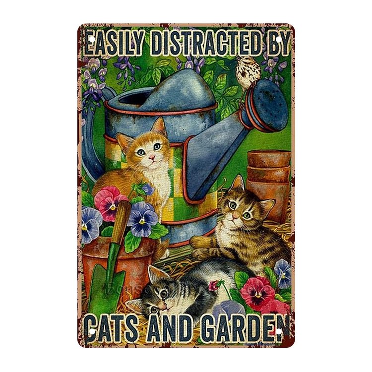 Cats and Garden - Vintage Tin Signs/Wooden Signs - 7.9x11.8in & 11.8x15.7in