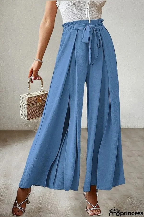 New Bow-tie Loose, High-waisted, Pleated Wide-leg Pants