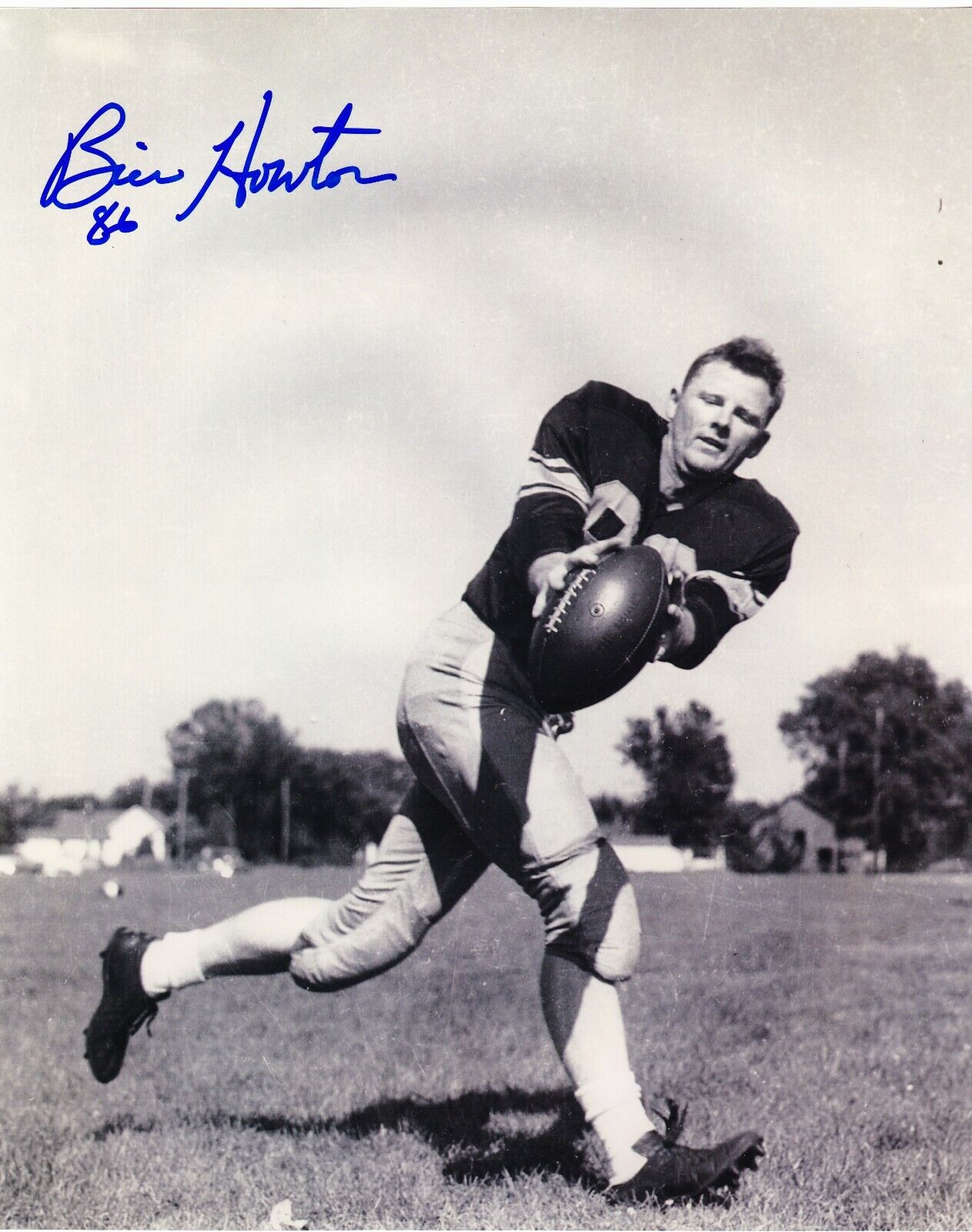 Billy Howton signed Green Bay Packers B&W Photo Poster painting