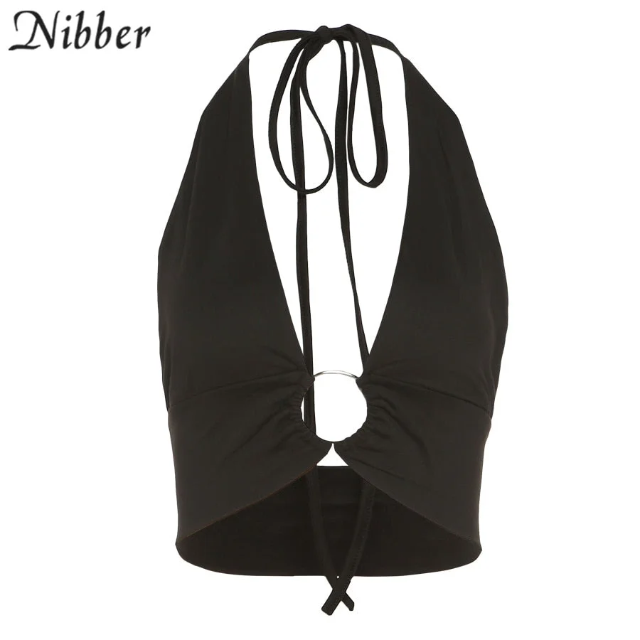 Nibber V-neck Hot Selling Women Sexy Off Shoulder Tank Tops 2021 Summer New Short Elegant Soft Slim Fit Crop Top Clothing