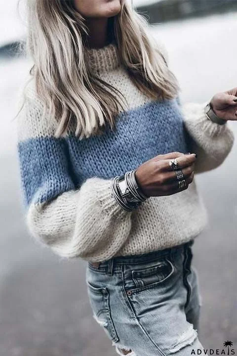 Casual easy turtlenecck sweater knitted sweater