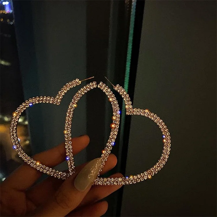 Fashion Big Heart Crystal Hoop Earrings SP15668